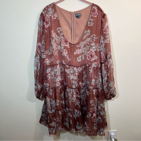 Arula Women’s Brown Floral Tiered Dress B 2X NWT - Picture 1 of 12